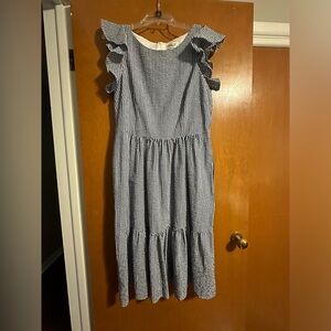 Gingham navy and white dress! EUC. Size 12. Eliza J purchased from Nordstrom